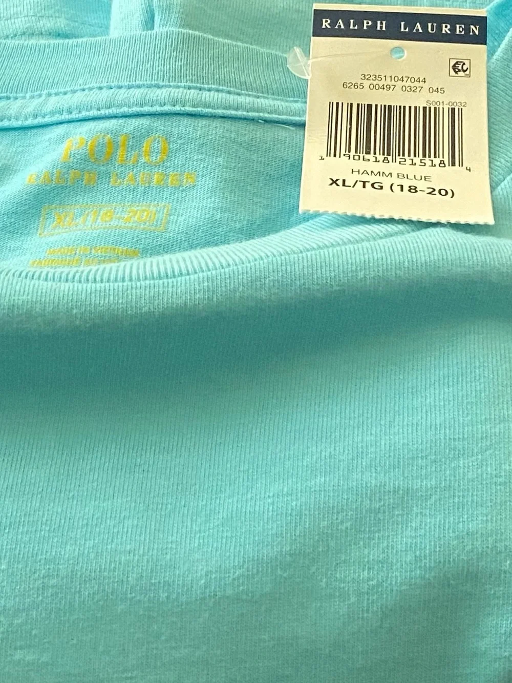 Ralph Lauren Big Boys Short-Sleeve Crew Tee in Hamm Blue with Yellow Pony